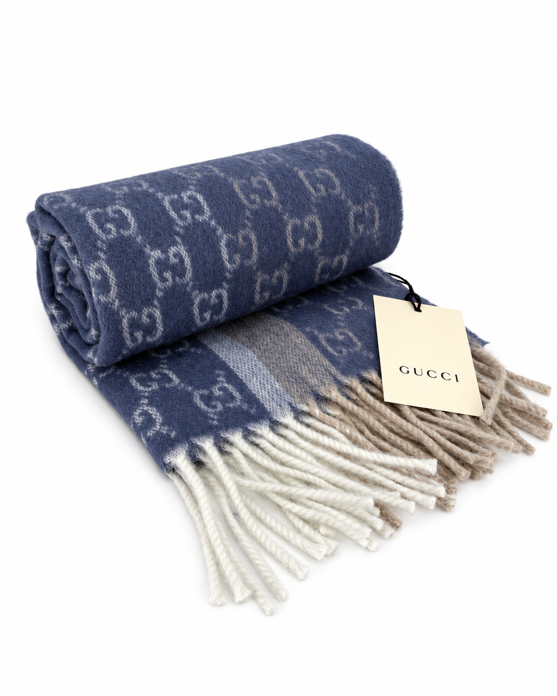 Écharpe Gucci mixte en cachemire et laine bleue – GU467875FBB