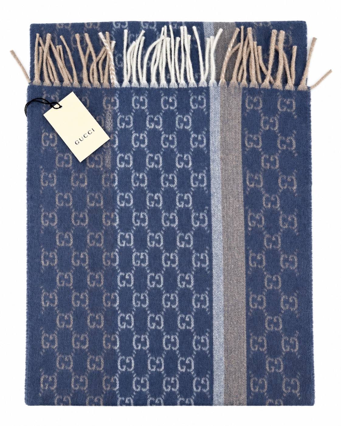 Écharpe Gucci mixte en cachemire et laine bleue – GU467875FBB