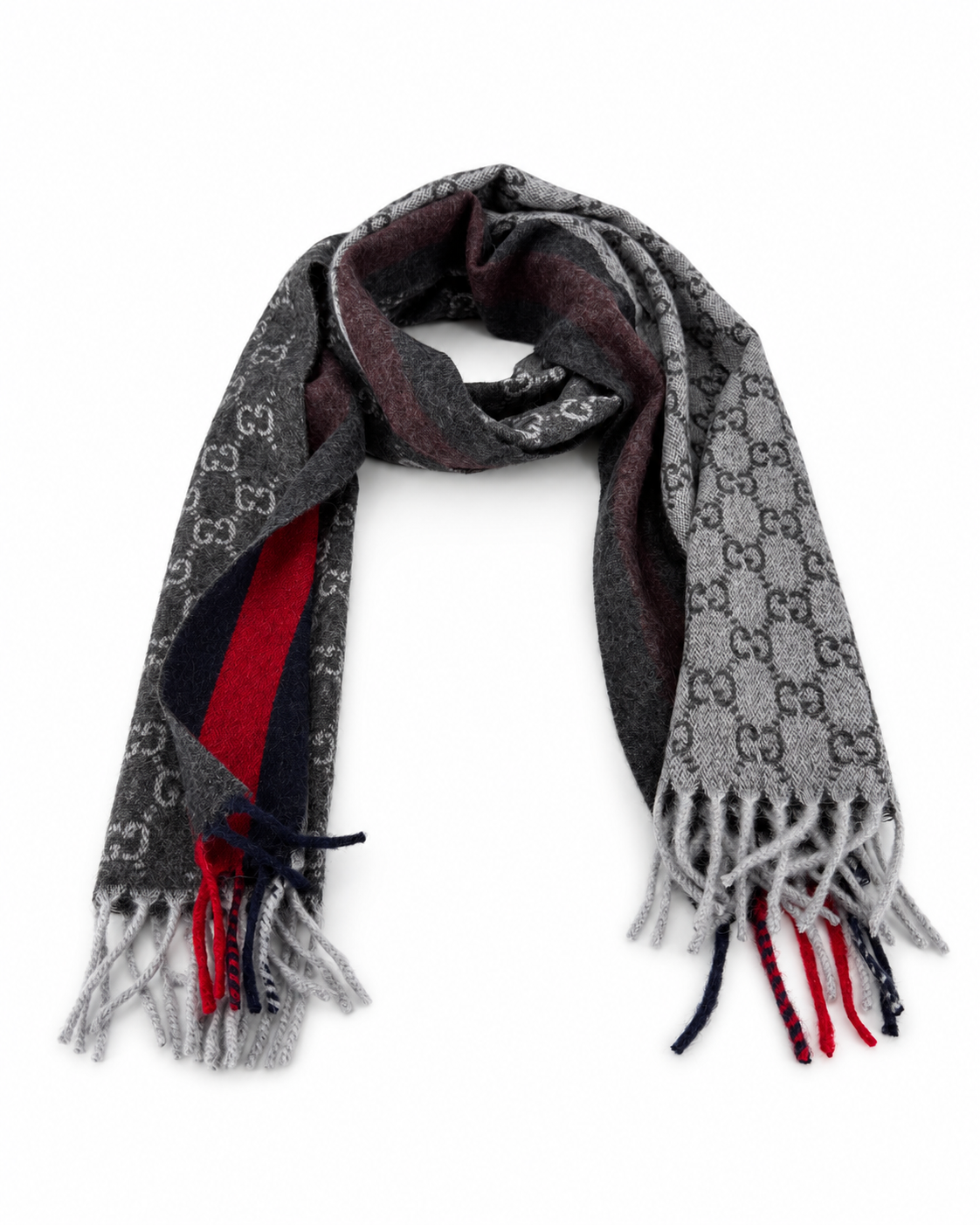 Écharpe Gucci mixte en cachemire et laine gris anthracite – GU467876FBB