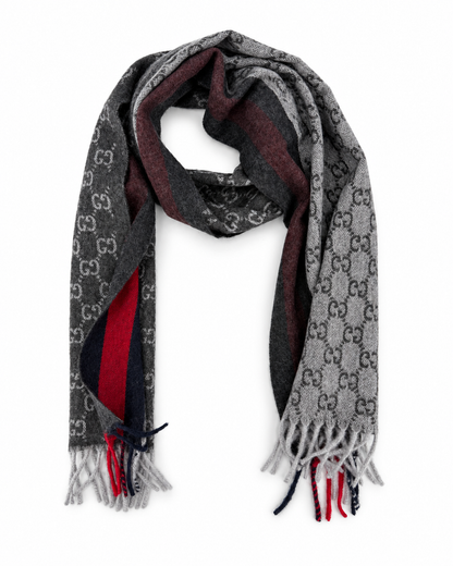 Écharpe Gucci mixte en cachemire et laine gris anthracite – GU467876FBB