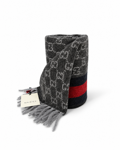 Écharpe Gucci mixte en cachemire et laine gris anthracite – GU467876FBB