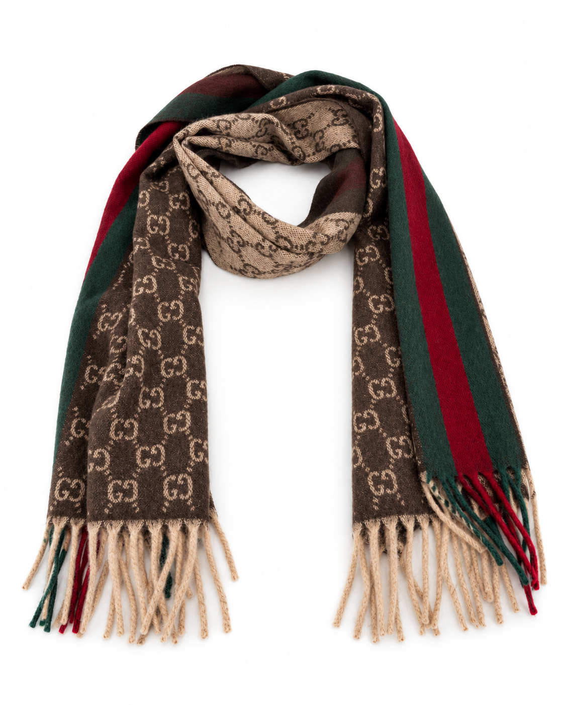 Écharpe Gucci mixte en cachemire et laine marron – GU467877FBB