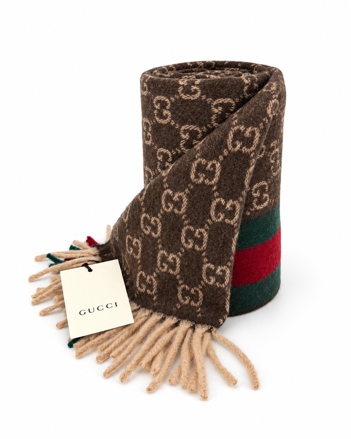 Écharpe Gucci mixte en cachemire et laine marron – GU467877FBB