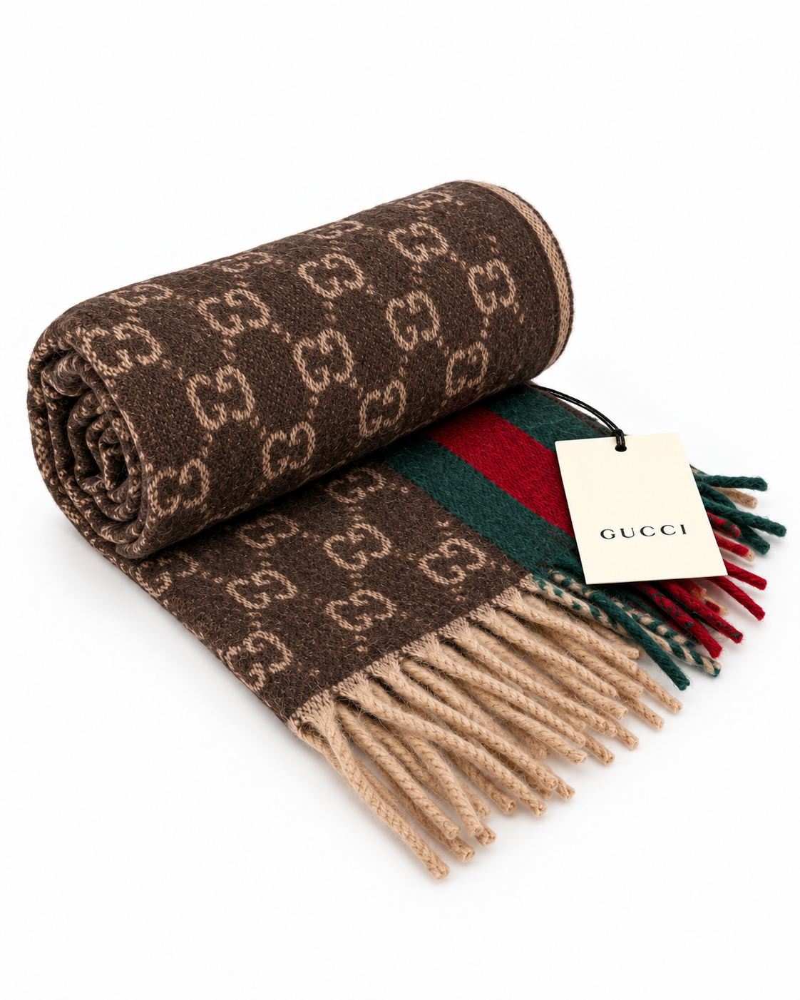Écharpe Gucci mixte en cachemire et laine marron – GU467877FBB