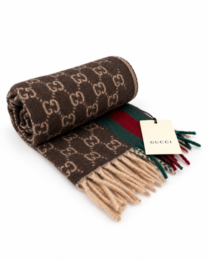Écharpe Gucci mixte en cachemire et laine marron – GU467877FBB