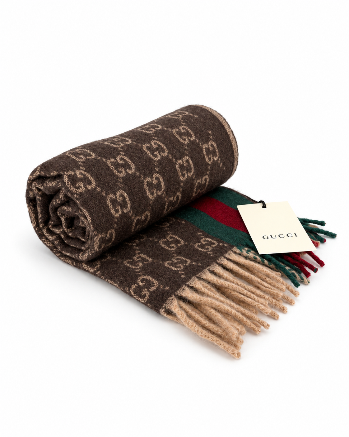 Écharpe Gucci mixte en cachemire et laine marron – GU467877FBB