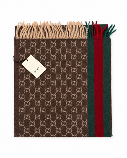 Écharpe Gucci mixte en cachemire et laine marron – GU467877FBB