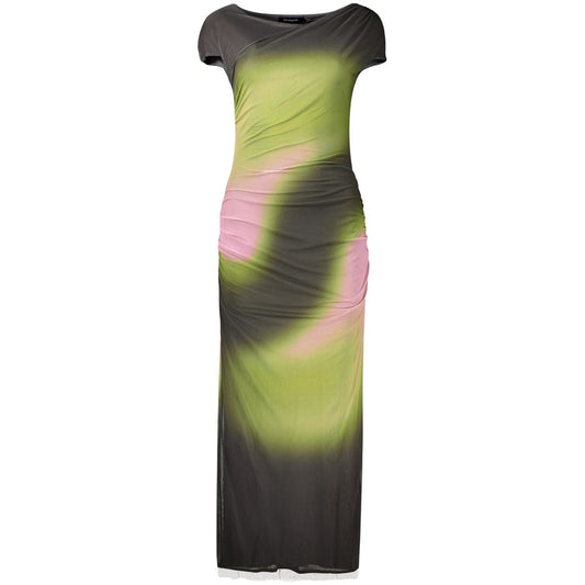 Robe Desigual femme longue à motifs en polyester vert – DE-48286