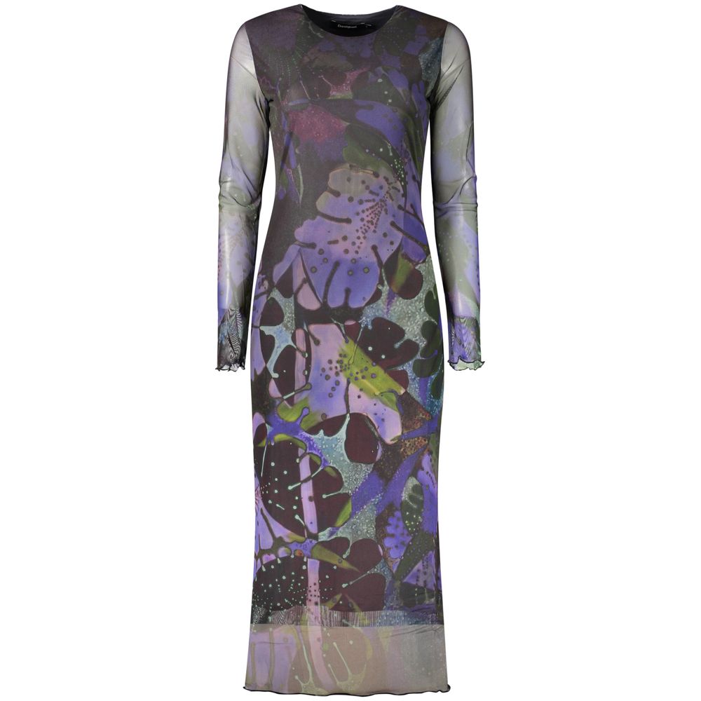 Robe Desigual femme longue à motifs en polyester violet – DE-48290
