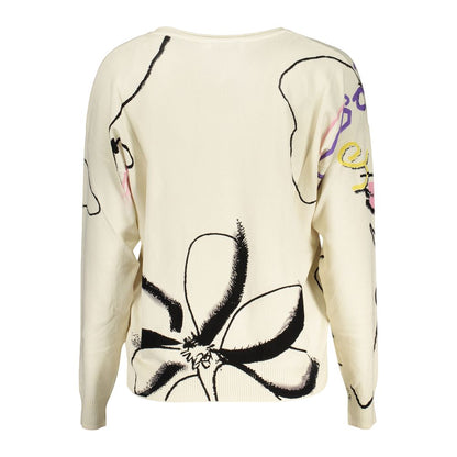 Pull Desigual femme col V en viscose blanc – DE-48300