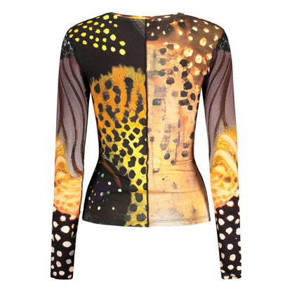 T-shirt Desigual femme Catania manches longues en élasthanne orange – DE-48339