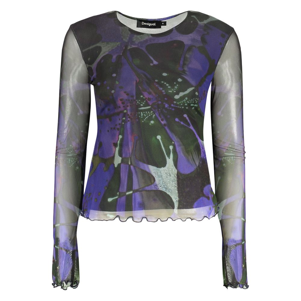 T-shirt Desigual femme Dotsleaf manches longues en polyester bleu – DE-48348