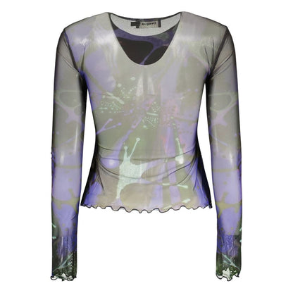 T-shirt Desigual femme Dotsleaf manches longues en polyester bleu – DE-48348