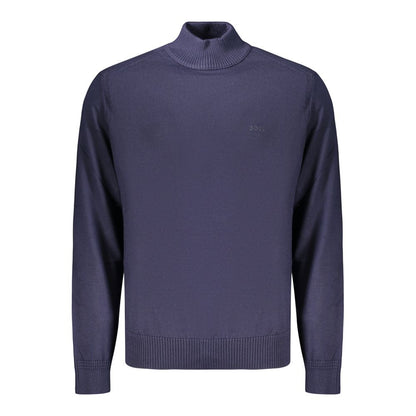 Pull Hugo Boss homme col montant en laine et acrylique bleu – BO-48145