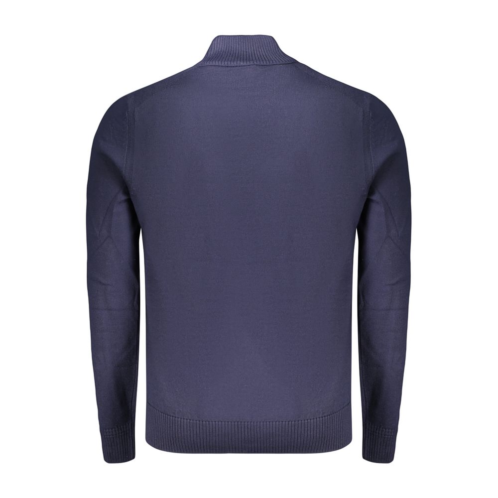 Pull Hugo Boss homme col montant en laine et acrylique bleu – BO-48145