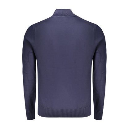 Pull Hugo Boss homme col montant en laine et acrylique bleu – BO-48145