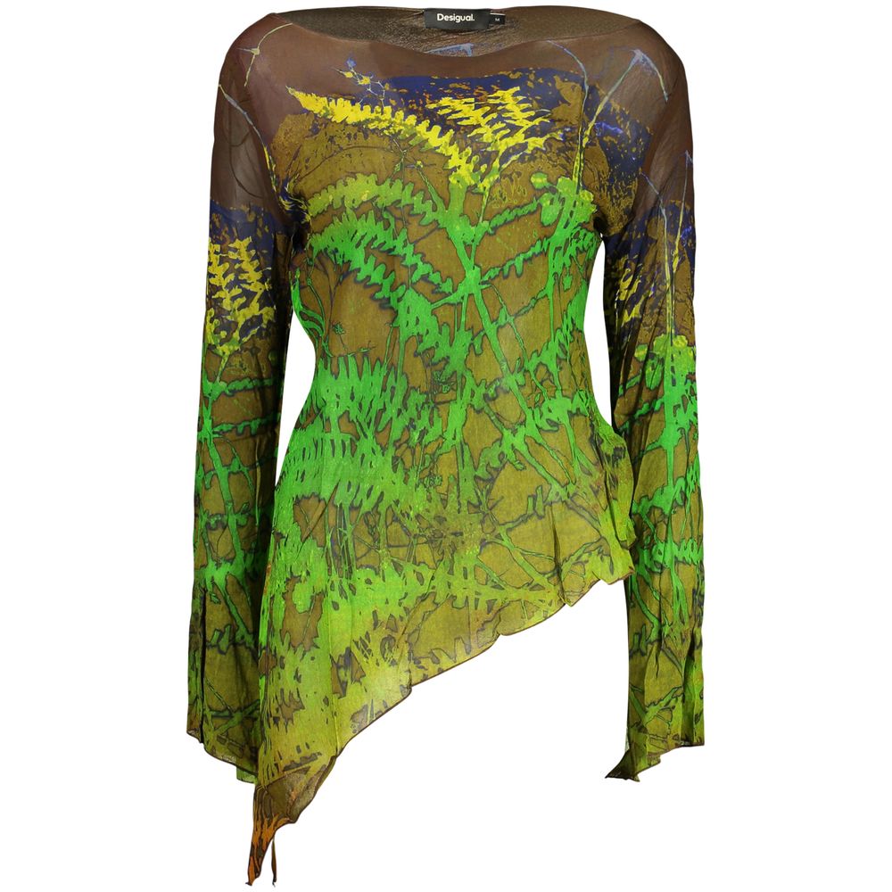 T-shirt Desigual femme manches longues motif forêt en viscose marron – DE-48319