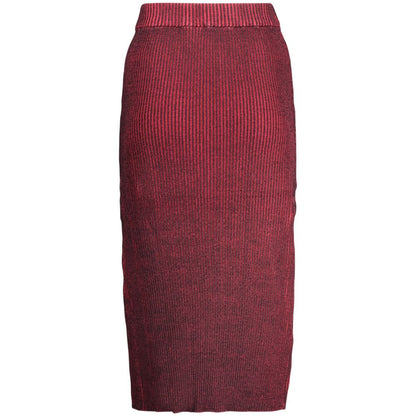 Jupe Desigual femme longue en viscose rouge – DE-48329