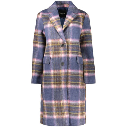 Manteau Desigual femme à carreaux en polyester bleu – DE-48340