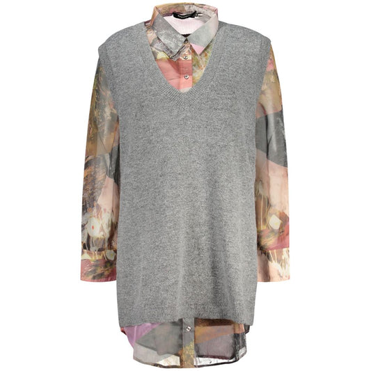 Chemise Desigual femme 2 en 1 avec pull sans manches en polyester gris – DE-48346