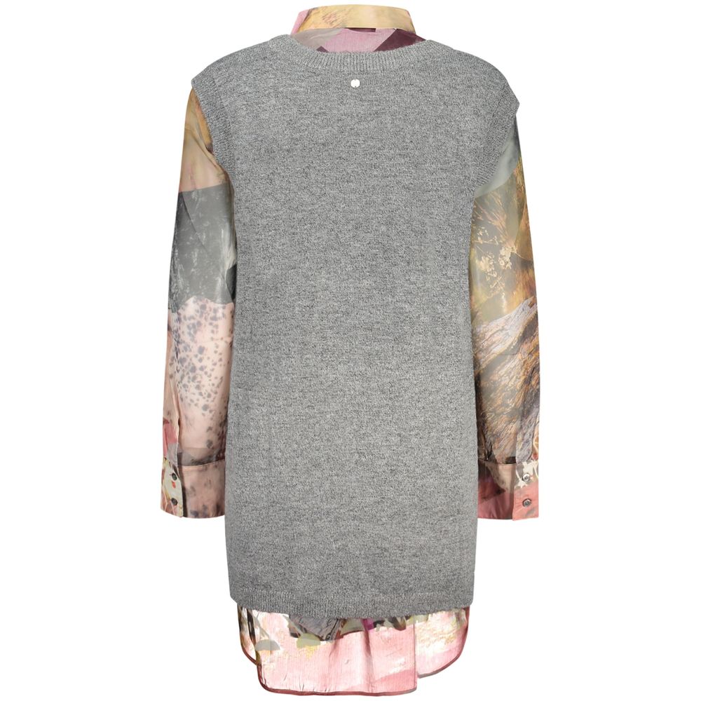 Chemise Desigual femme 2 en 1 avec pull sans manches en polyester gris – DE-48346