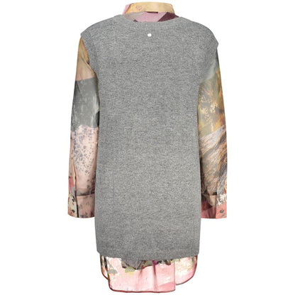 Chemise Desigual femme 2 en 1 avec pull sans manches en polyester gris – DE-48346