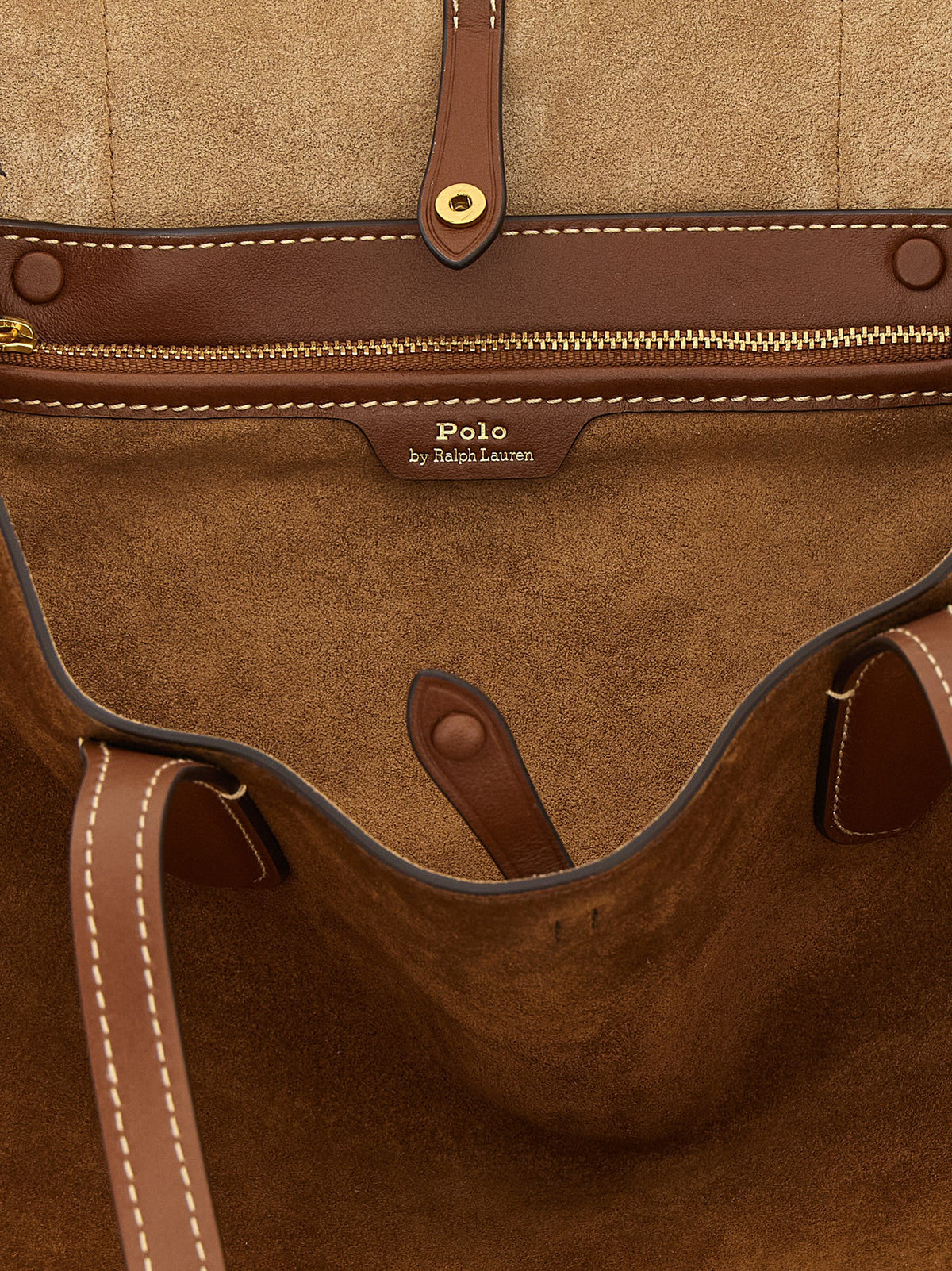 Sac porté épaule Polo Ralph Lauren femme en cuir suédé marron – PO345530BM
