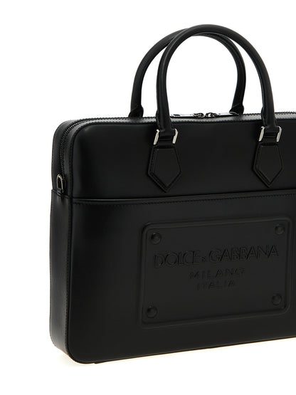 Dolce & Gabbana Black Lamb Leather Tote Bag