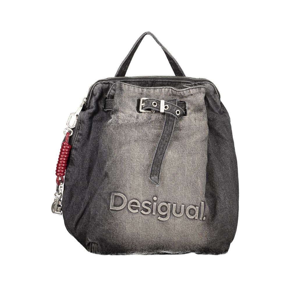 Sac à dos Desigual femme Half Logo Denim Luena en coton noir – DE-48409