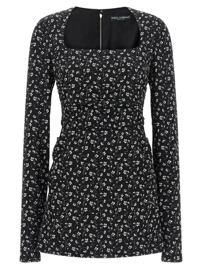 Robe courte Dolce & Gabbana femme en soie noire – DO-345691