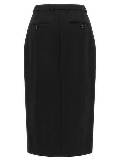 Jupe Dolce & Gabbana Identity mi-longue en laine vierge noire – DO-345807