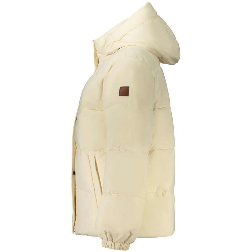 Veste Guess Jeans femme à capuche amovible en polyester crème – GU-48482
