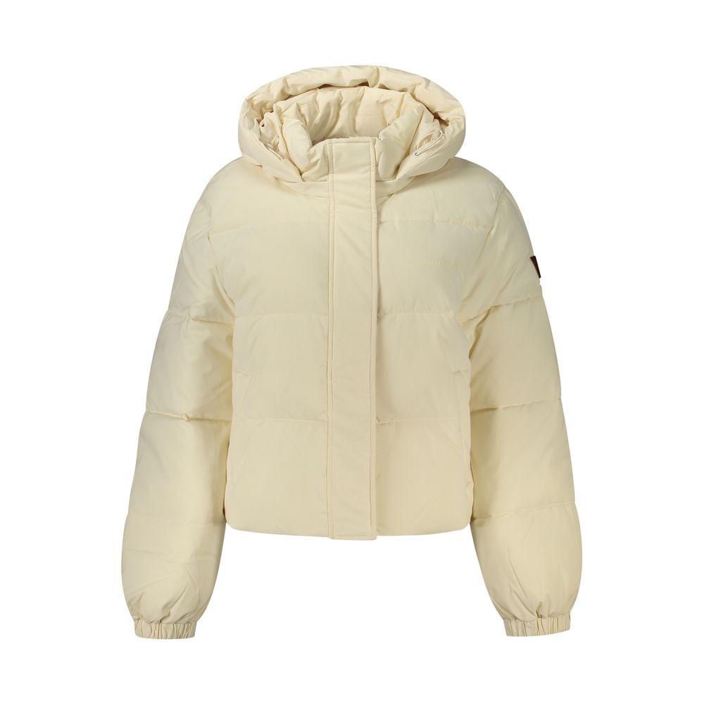 Veste Guess Jeans femme à capuche amovible en polyester crème – GU-48485