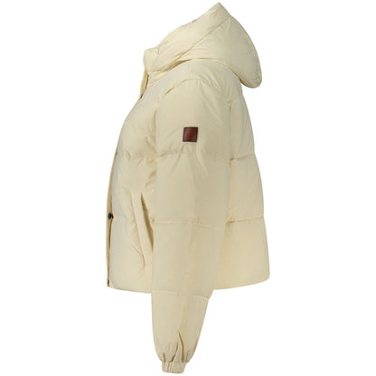 Veste Guess Jeans femme à capuche amovible en polyester crème – GU-48485