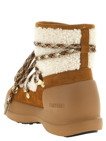 Moon Boot Beige Lamb Fur Flat Boots