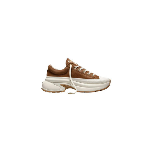 Converse Beige Leather Platform Sneakers