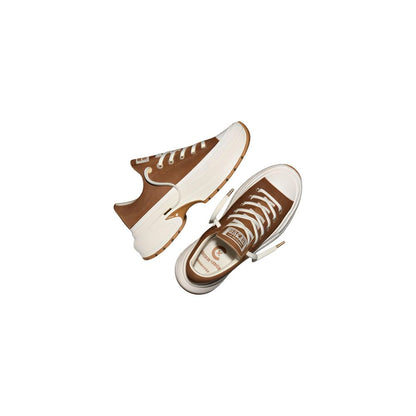 Converse Beige Leather Platform Sneakers