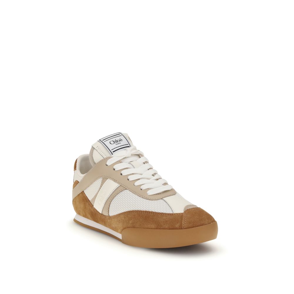 Baskets Chloé femme Kick en cuir de veau et polyester marron – CH-CH25W07IVD25X