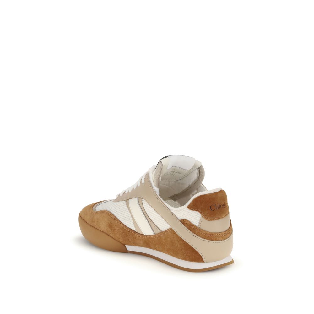 Baskets Chloé femme Kick en cuir de veau et polyester marron – CH-CH25W07IVD25X
