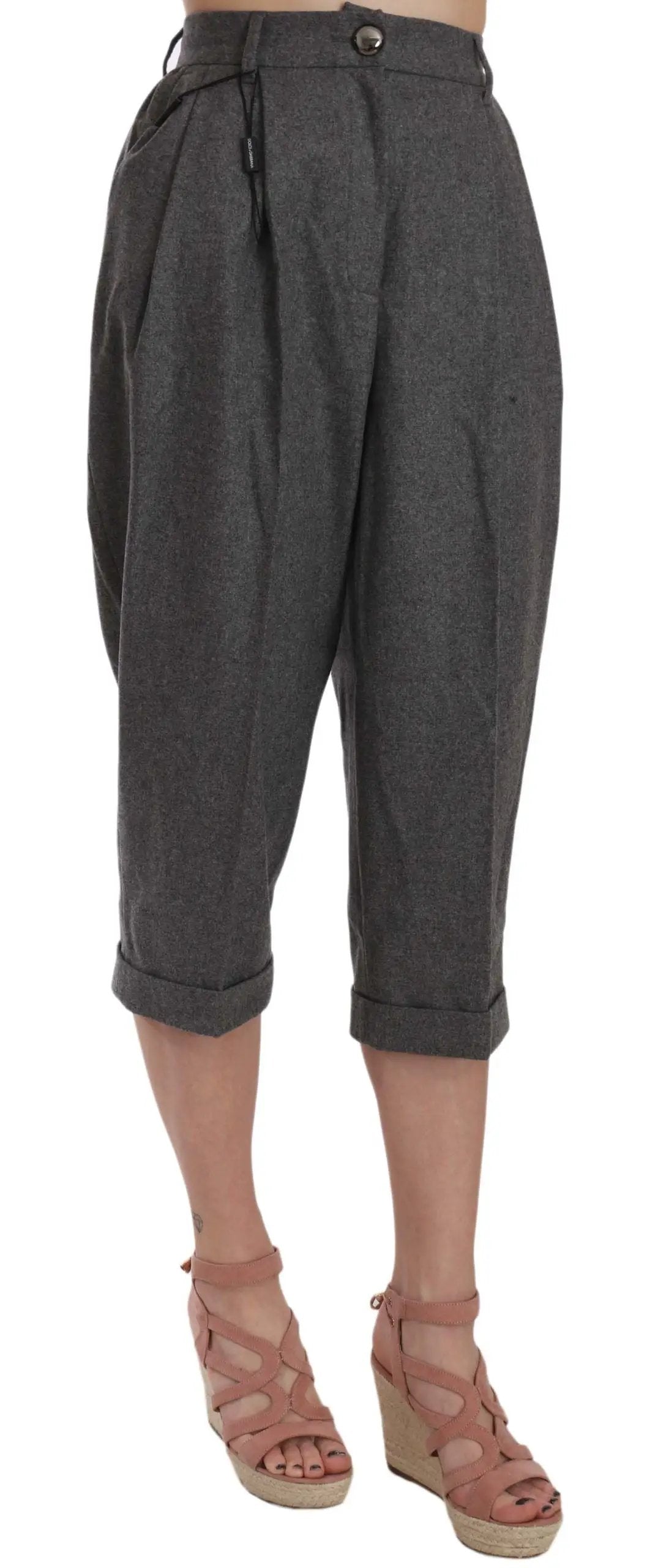 Dolce & Gabbana Wool Cropped Trouser Pleated Pant by Dolce & Gabbana