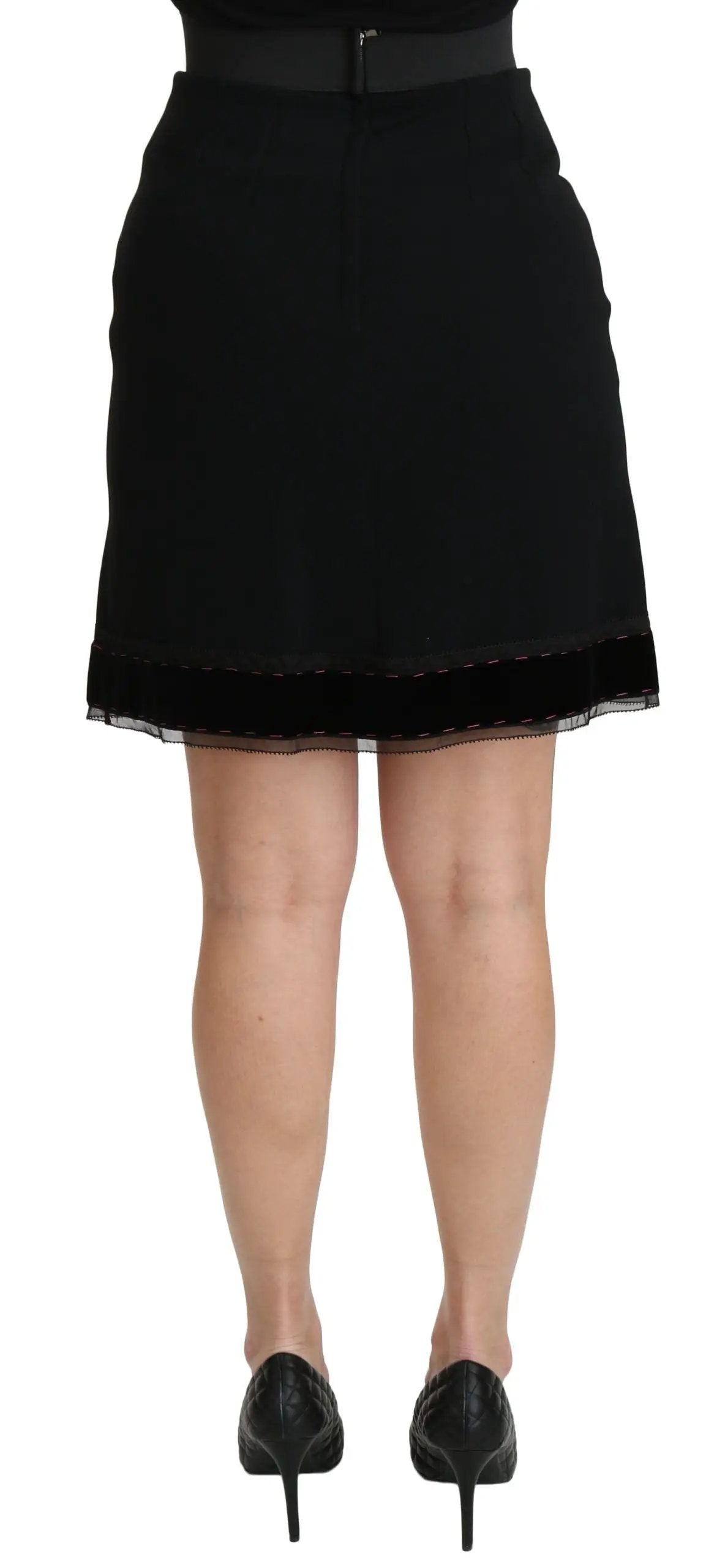 Dolce & Gabbana Black A-line High Waist Mini Viscose Skirt by Dolce & Gabbana