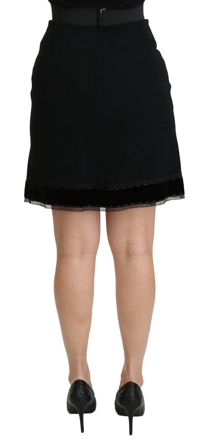 Dolce & Gabbana Black A-line High Waist Mini Viscose Skirt by Dolce & Gabbana