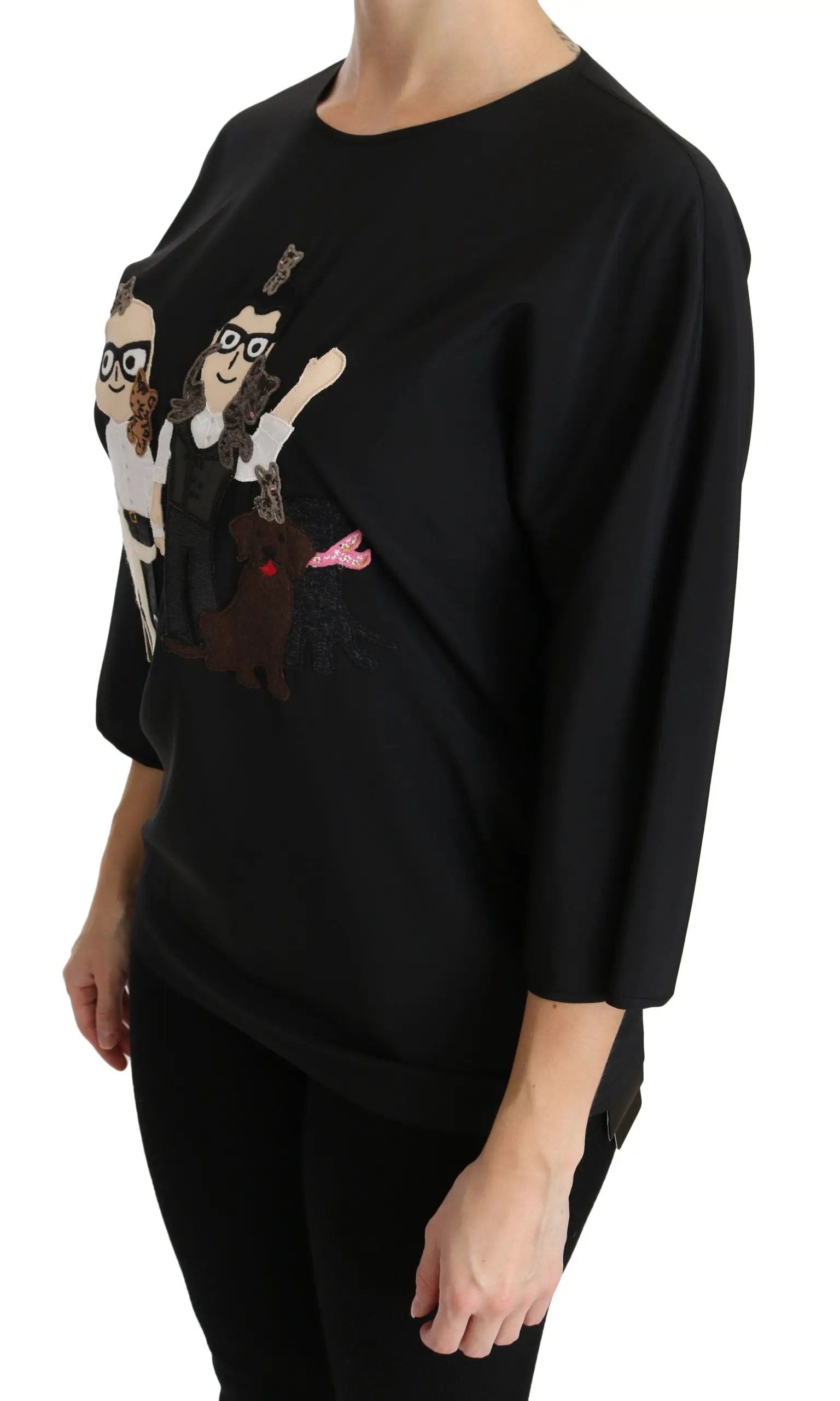 Dolce & Gabbana Black #dgfamily Top T-shirt Silk Blouse by Dolce & Gabbana