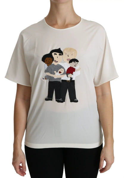 Dolce & Gabbana White #dgfamily Patch Short Sleeve Blouse Top by Dolce & Gabbana