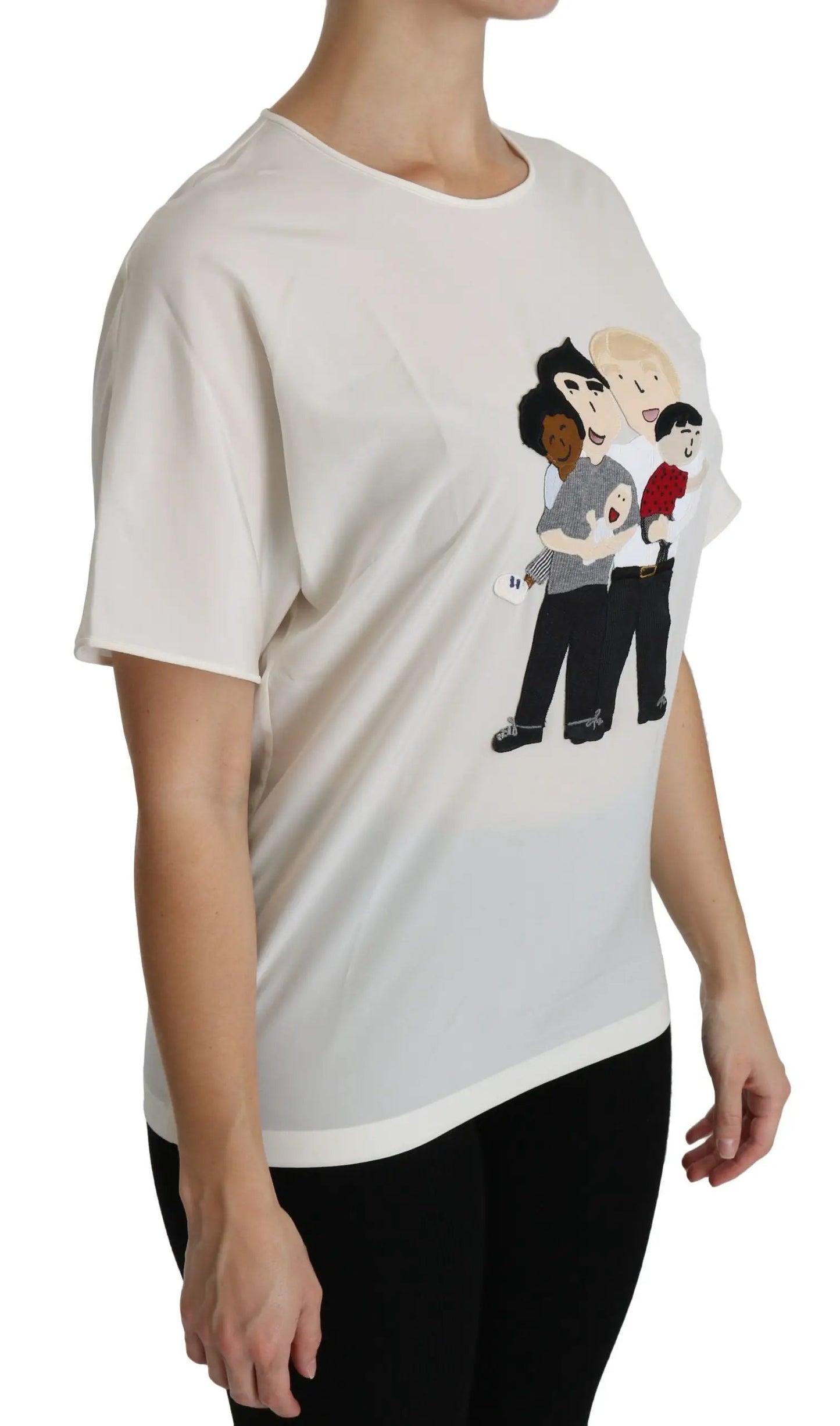 Dolce & Gabbana White #dgfamily Patch Short Sleeve Blouse Top by Dolce & Gabbana