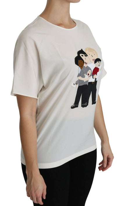 Dolce & Gabbana White #dgfamily Patch Short Sleeve Blouse Top by Dolce & Gabbana