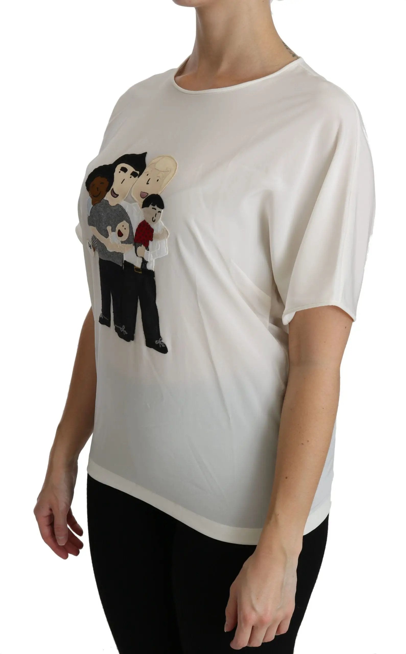 Dolce & Gabbana White #dgfamily Patch Short Sleeve Blouse Top by Dolce & Gabbana