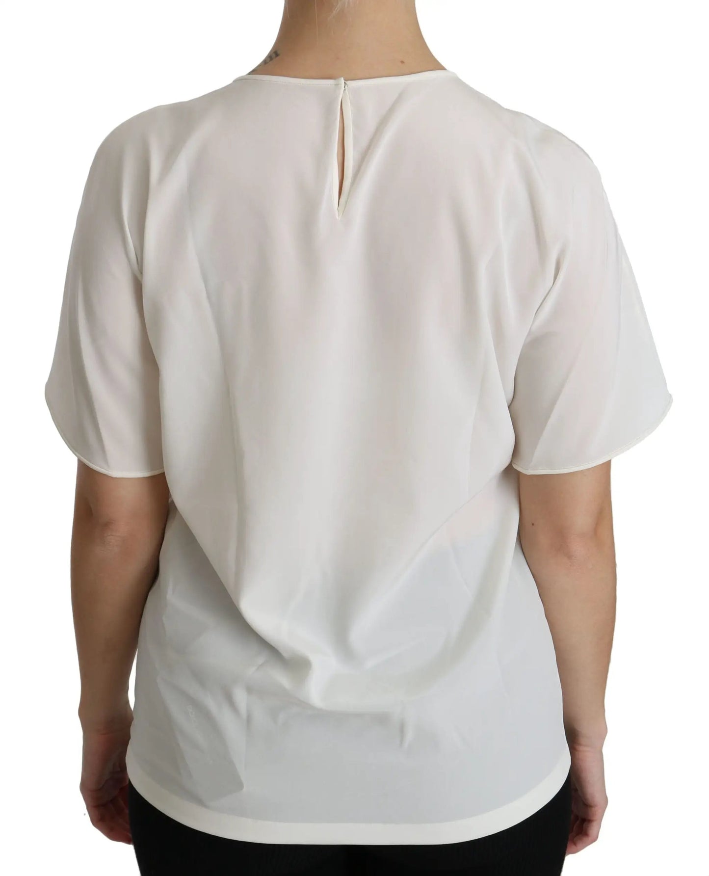 Dolce & Gabbana White #dgfamily Patch Short Sleeve Blouse Top by Dolce & Gabbana
