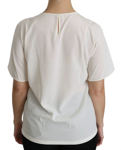 Dolce & Gabbana White #dgfamily Patch Short Sleeve Blouse Top by Dolce & Gabbana