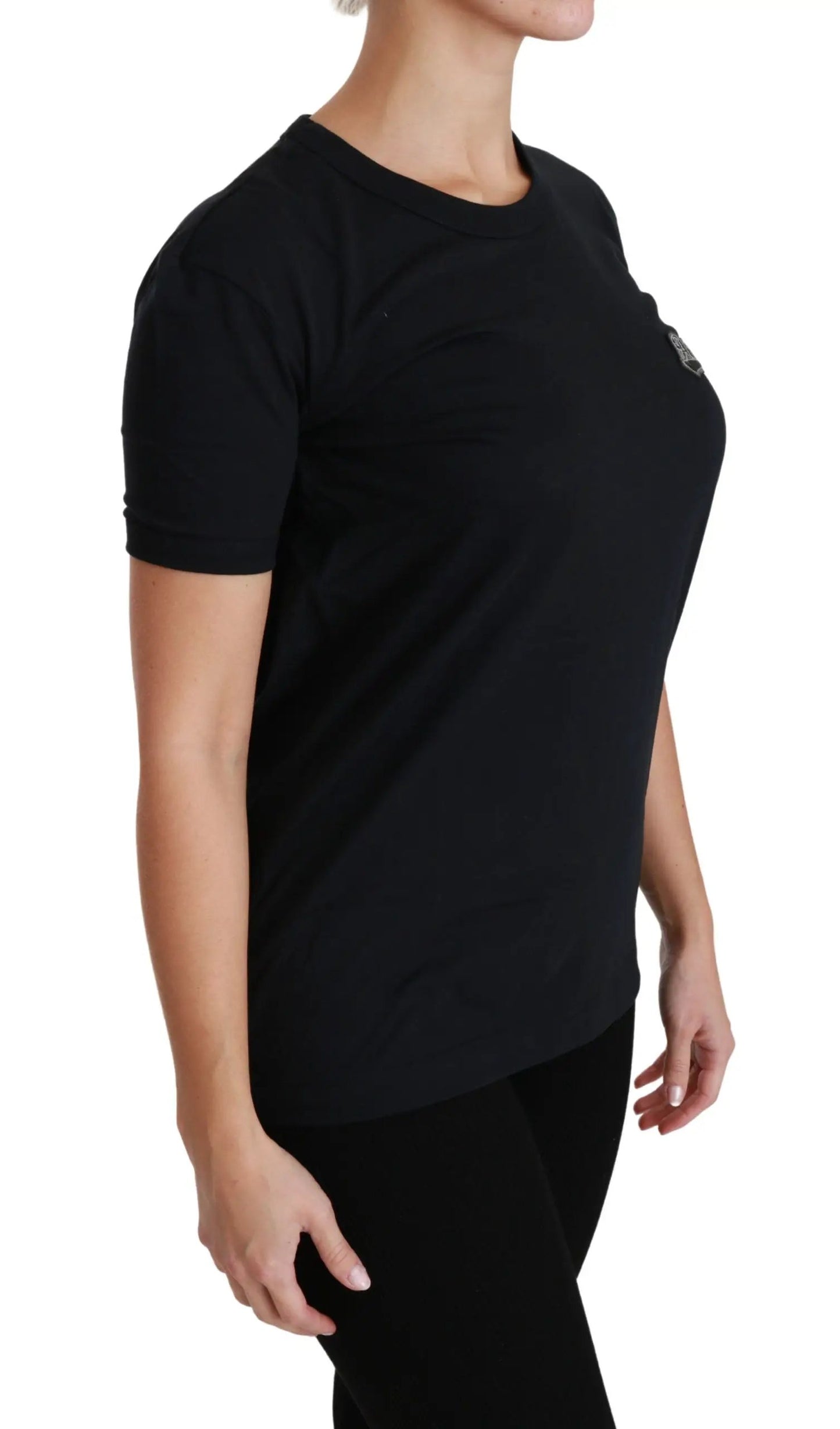 Dolce & Gabbana Blue Amore Patch Crewneck Cotton Top T-shirt by Dolce & Gabbana
